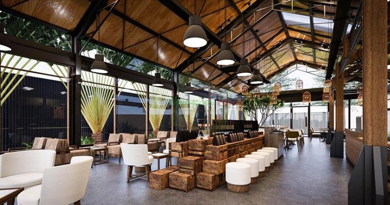 thiết kế quán cafe tiền chế