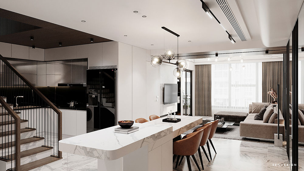 Ấn tượng mẫu thiết kế căn hộ duplex The View căn 3 phòng ngủ