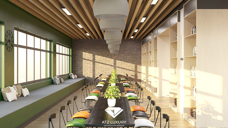 thiết kế nội thất quán cafe sách