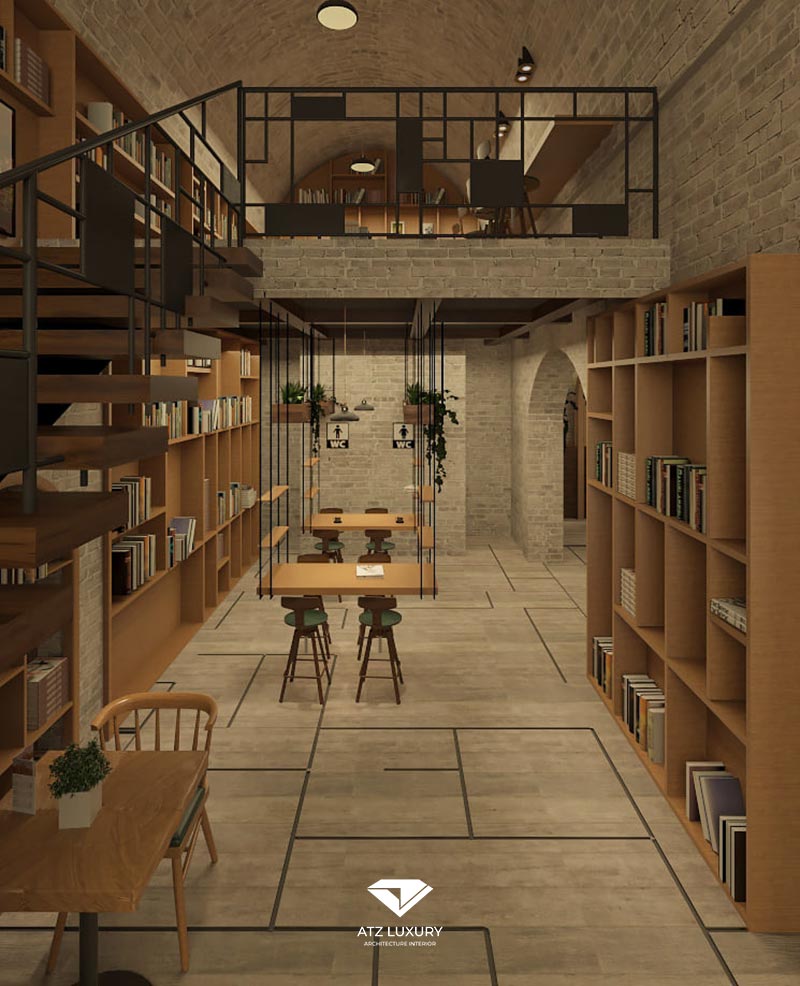 những mẫu thiết kế quán cafe sách