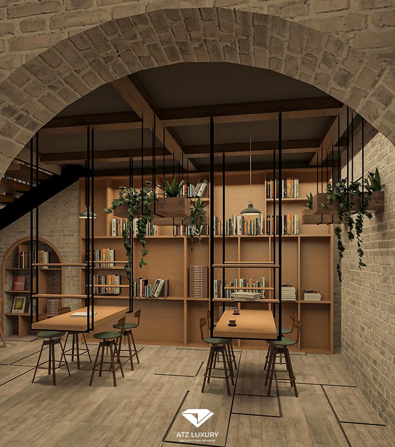 top các mẫu thiết kế quán cafe sách
