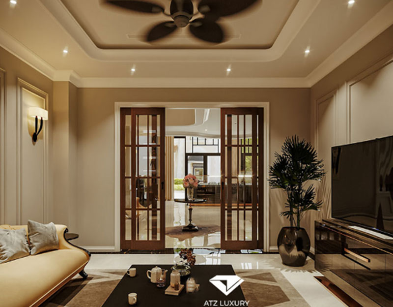 Với bản thiết kế phối cảnh 3D ATZ LUXURY giúp khách hàng hình dung về những thiết kế nội thất trong biệt thự tân cổ điển 