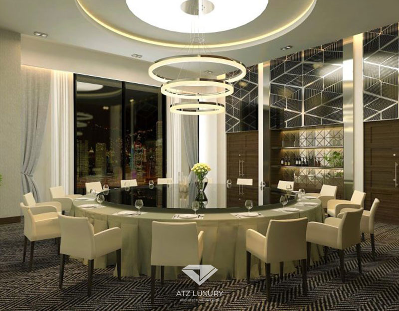 Mẫu phòng VIP đáp ứng được tiêu chuẩn chiều cao trong thiết kế phòng VIP trong nhà hàng 