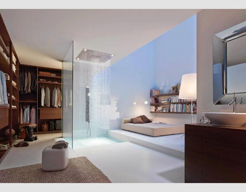 Mẫu 4: Phòng tắm thiết kế ngay trong phòng ngủ biệt thự hiện đại, độc đáo và mới lạ, đem đến sự tiện lợi trong sinh hoạt.