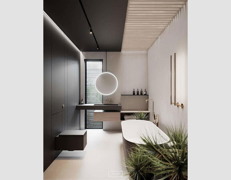 Mẫu 2: Là mẫu phòng tắm hiện đại, gọn gàng dành cho những biệt thự có phòng tắm diện tích nhỏ nhưng vẫn thoáng rộng và thoải mái cho người dùng.