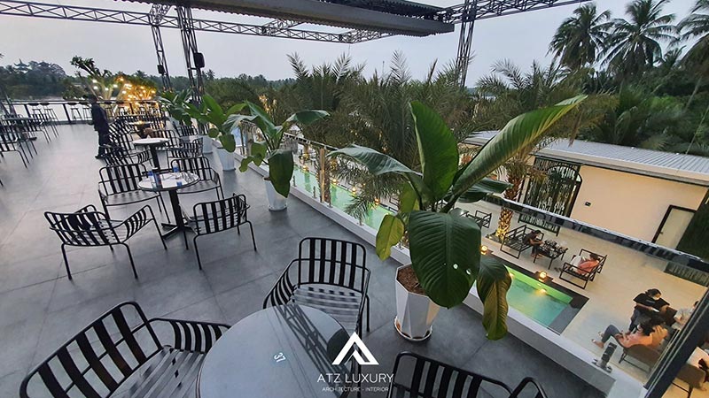 Mẫu thiết kế quán cafe ven sông có khu vực check-in đặc biệt