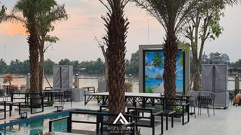 Mẫu thiết kế quán cafe ven sông có khu vực check-in đặc biệt