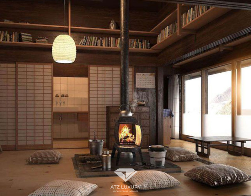 Mẫu 4: Mẫu phòng khách biệt thự kiểu Nhật truyền thống