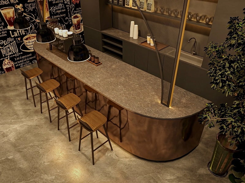 Thiết kế quán cafe ven sông gam màu trầm lãng mạn