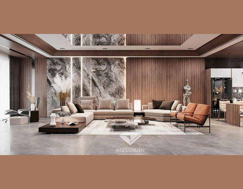 Một mẫu thiết kế nội thất phòng khách biệt thự phong cách hiện đại của ATZ LUXURY