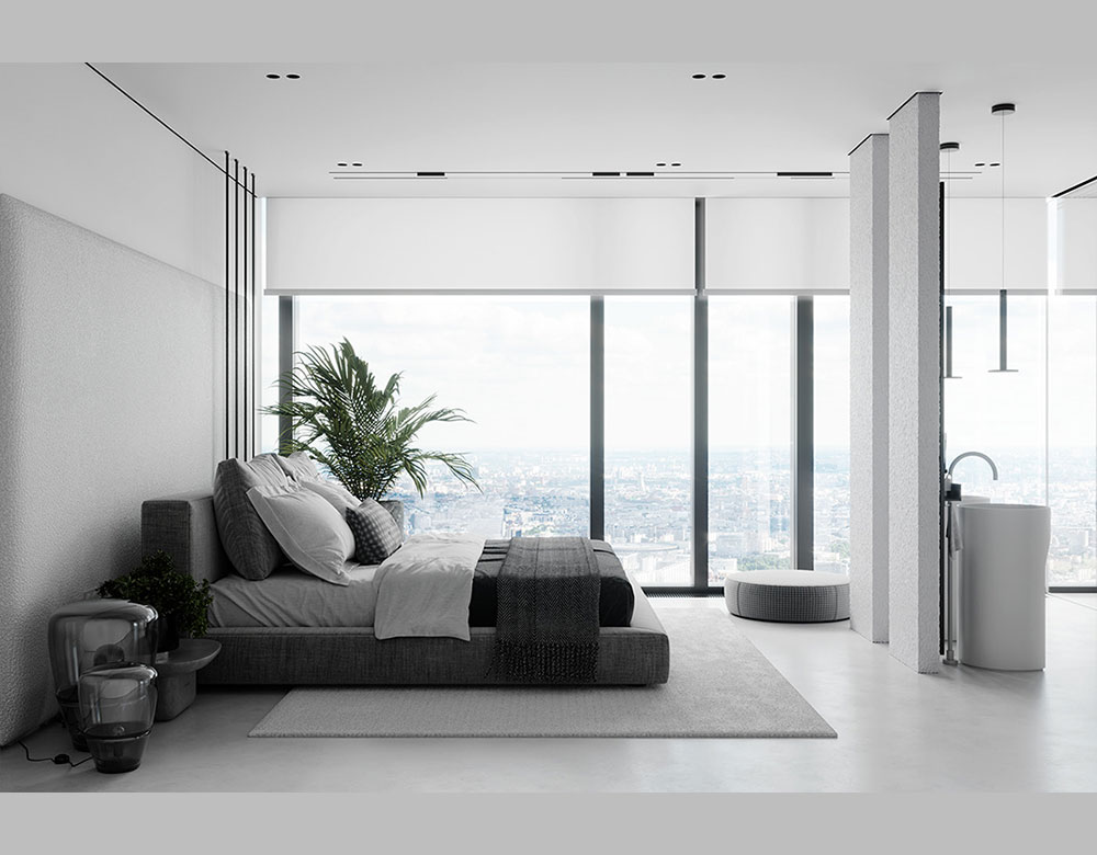 Giường ngủ được đặt ở vị trí trung tâm phòng ngủ thứ nhất Giường ngủ được đặt ở vị trí trung tâm phòng ngủ thứ nhất