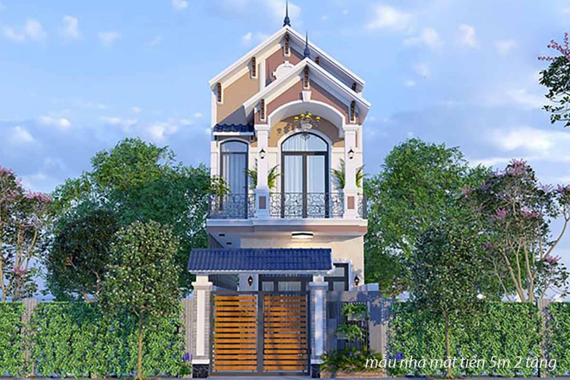 mẫu nhà mặt tiền 5m 2 tầng