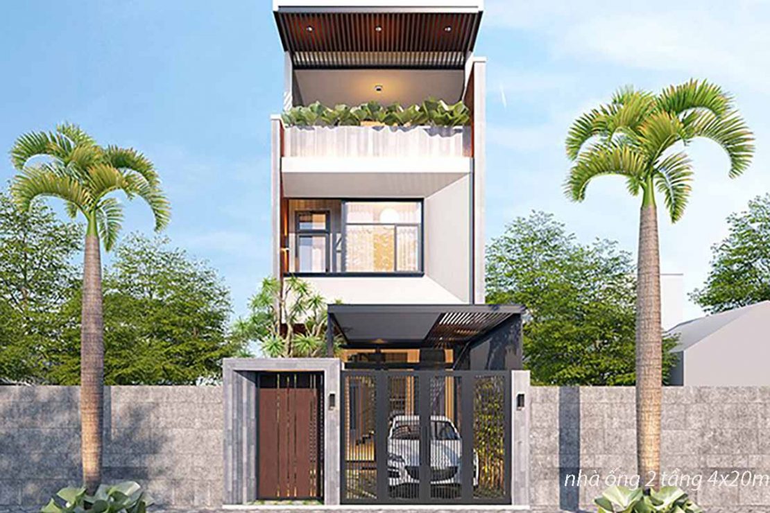 thiết kế nhà 2 tầng 4x20m