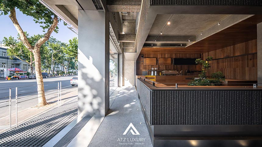 mẫu thiết kế quán cafe 10m đẹp hiện đại