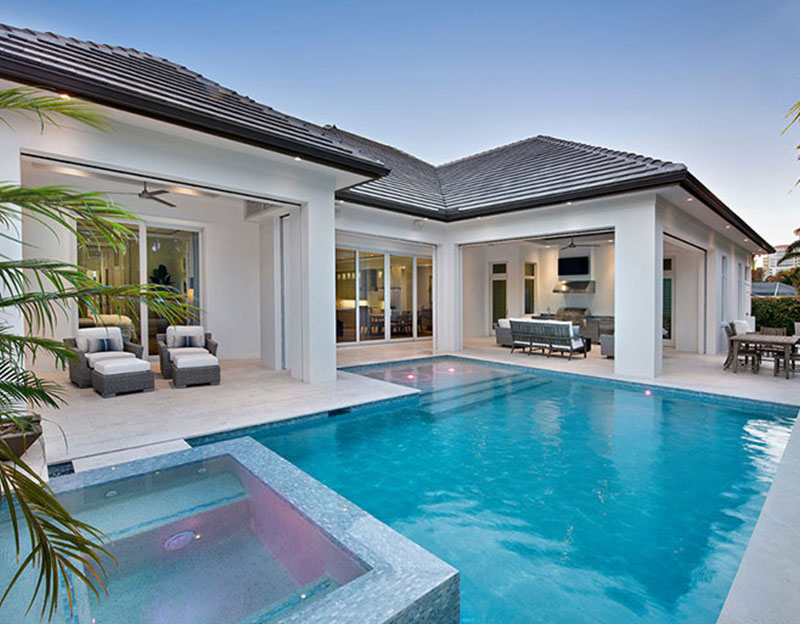 Mẫu 7: Thiết kế villa biệt thự nghỉ dưỡng 1 tầng mái Thái có bể bơi sang trọng và hiện đại
