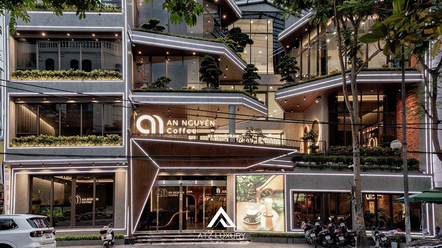 những mẫu quán cà phê đẹp mặt tiền 10m