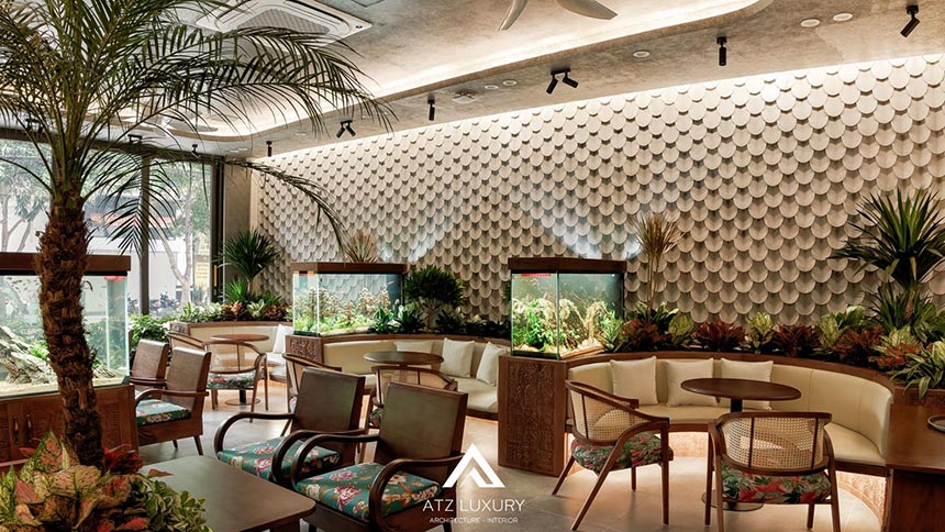 những mẫu quán cà phê đẹp mặt tiền 10m