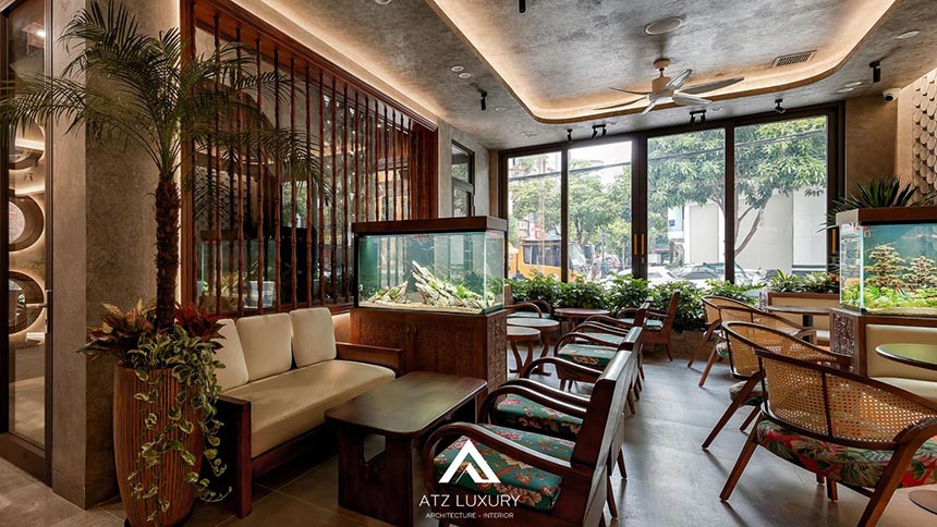 những mẫu quán cà phê đẹp mặt tiền 10m