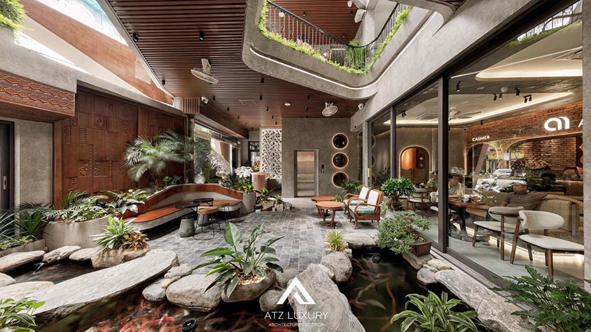 những mẫu quán cà phê đẹp mặt tiền 10m