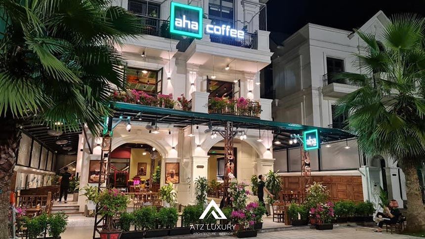 những mẫu thiết kế quán cafe mặt tiền 10m đẹp