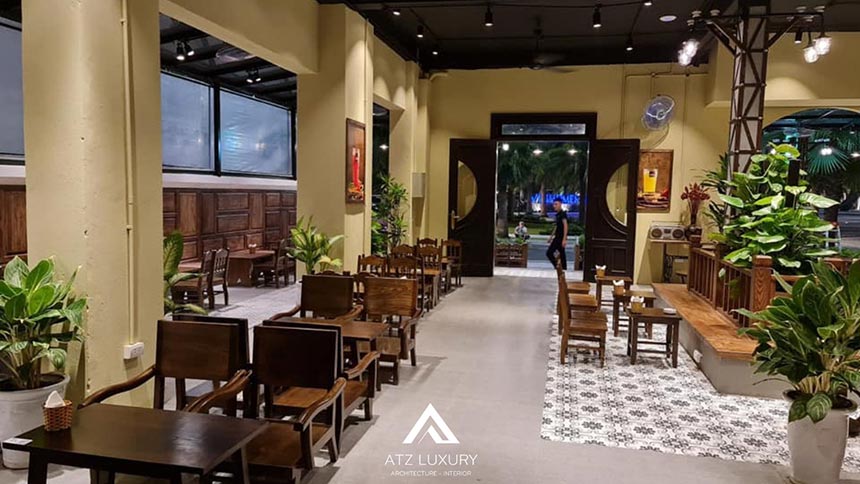 những mẫu thiết kế quán cafe mặt tiền 10m đẹp