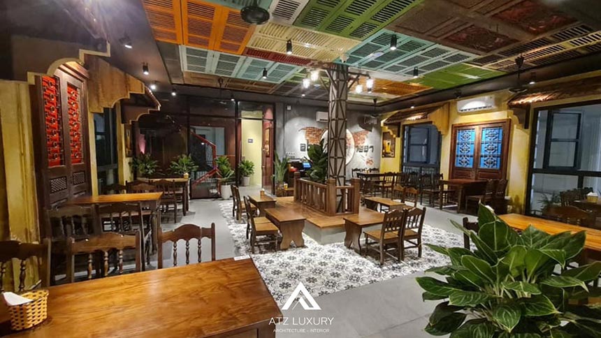 những mẫu thiết kế quán cafe mặt tiền 10m đẹp