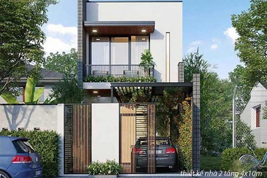 thiết kế nhà 2 tầng 4x10m