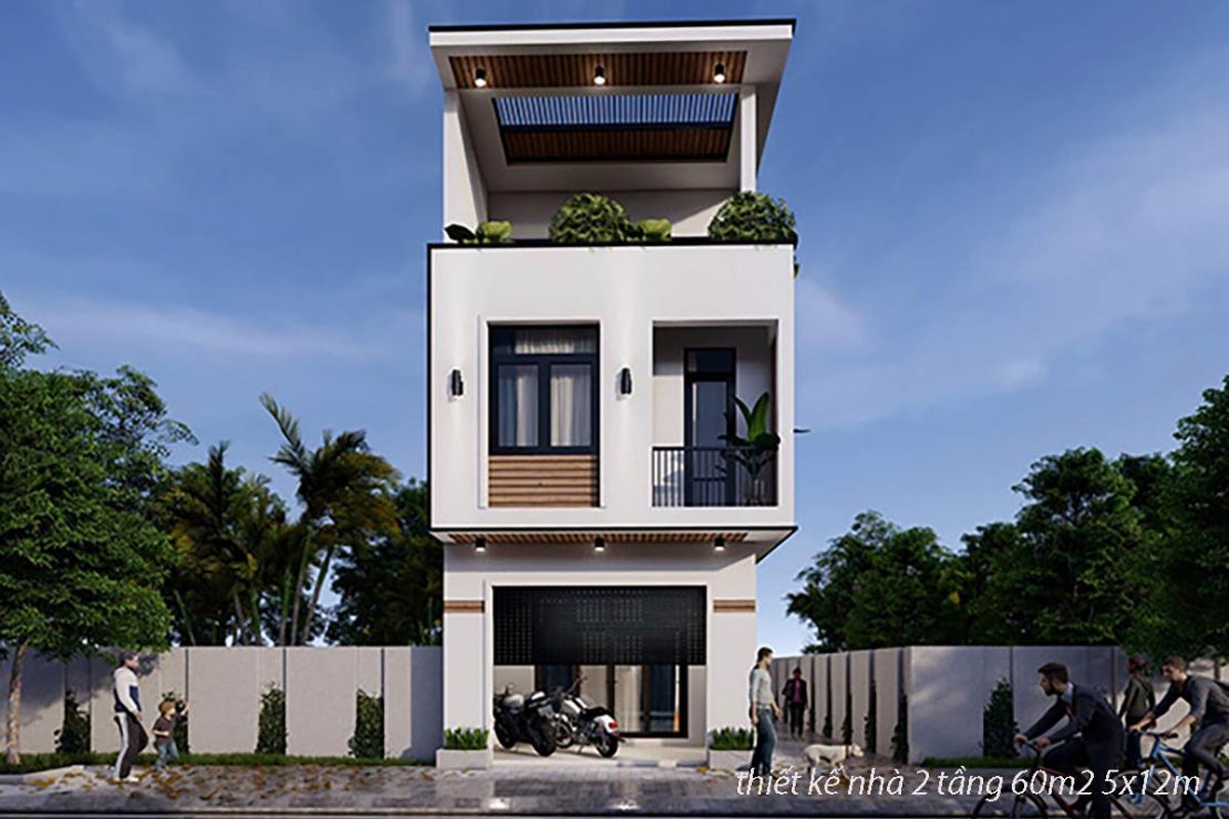 thiết kế nhà 2 tầng 60m2 5x12m