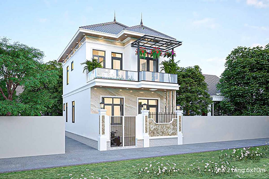 nhà 2 tầng 6x10 đẹp