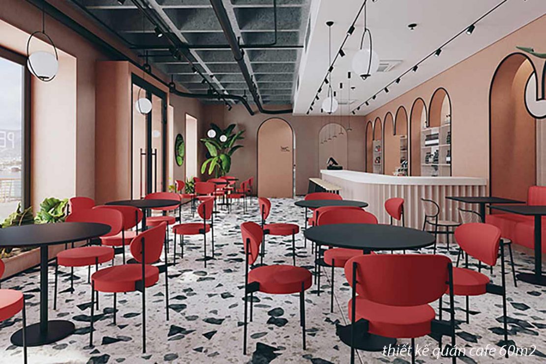 thiết kế quán cafe 60m2