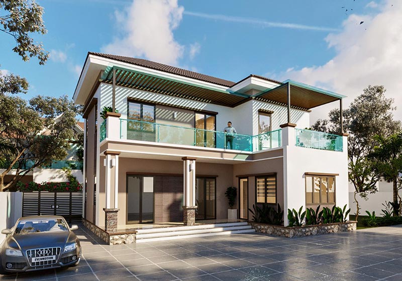 Mau nha 2 tang mai nhat gia re tai binh duong atz luxury