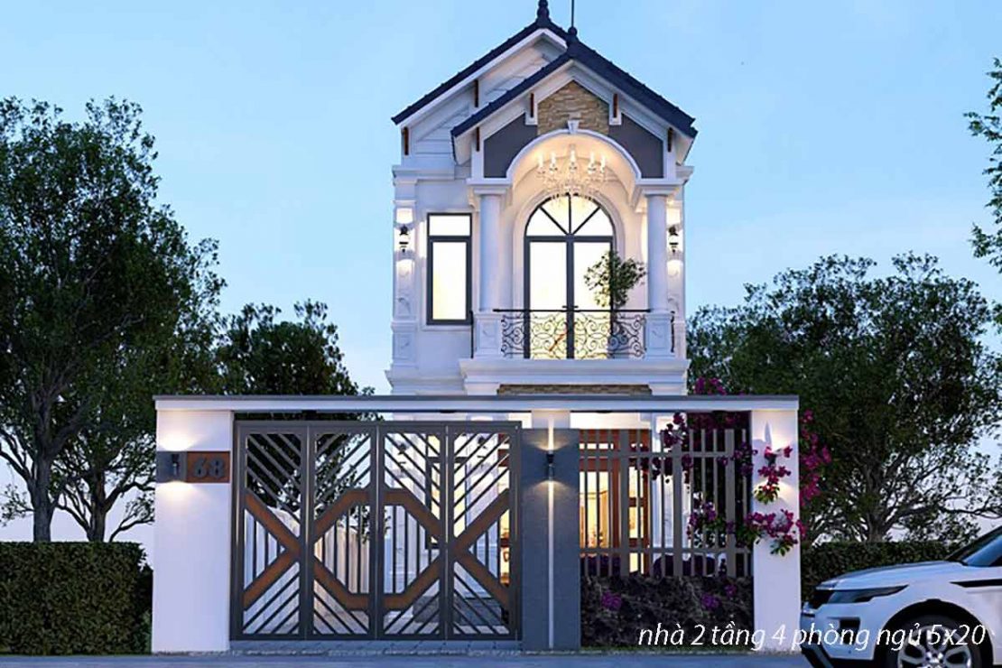 nhà 2 tầng 4 phòng ngủ 5x20