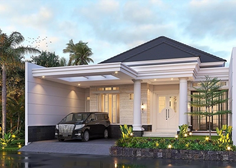 Thiết kế biệt thự mini tân cổ điển 1 tầng 12x21m mái Nhật (1)