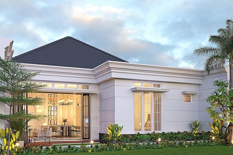 Thiết kế biệt thự mini tân cổ điển 1 tầng 12x21m mái Nhật (1)