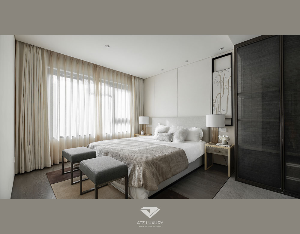 Phòng ngủ được thiết kế theo phong cách tối giản 