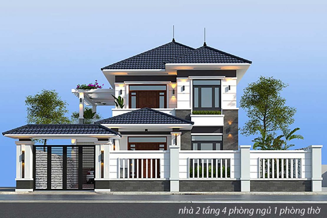 nhà 2 tầng 4 phòng ngủ 1 phòng thờ