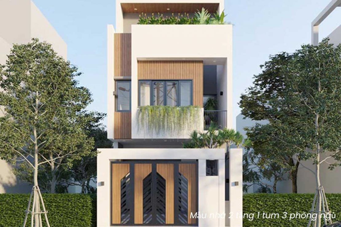 Mẫu nhà 2 tầng 1 tum 3 phòng ngủ