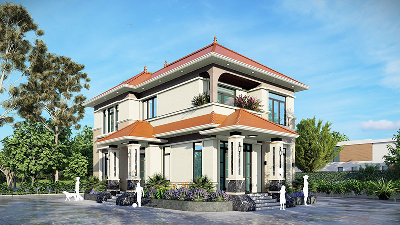 Mẫu thiết kế biệt thự 2 tầng mái Nhật đẹp