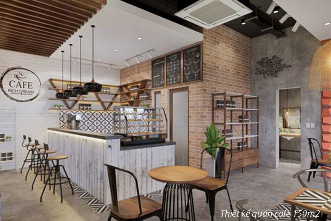 thiết kế quán cafe 150m2