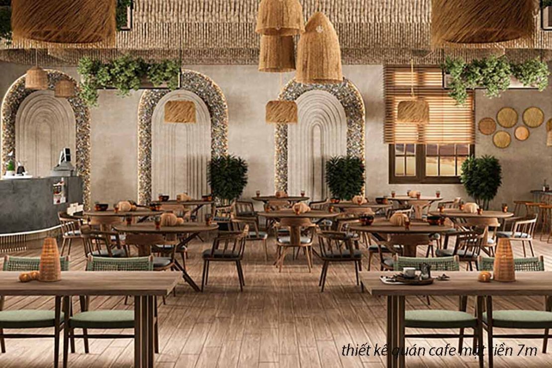 thiết kế quán cafe mặt tiền 7m
