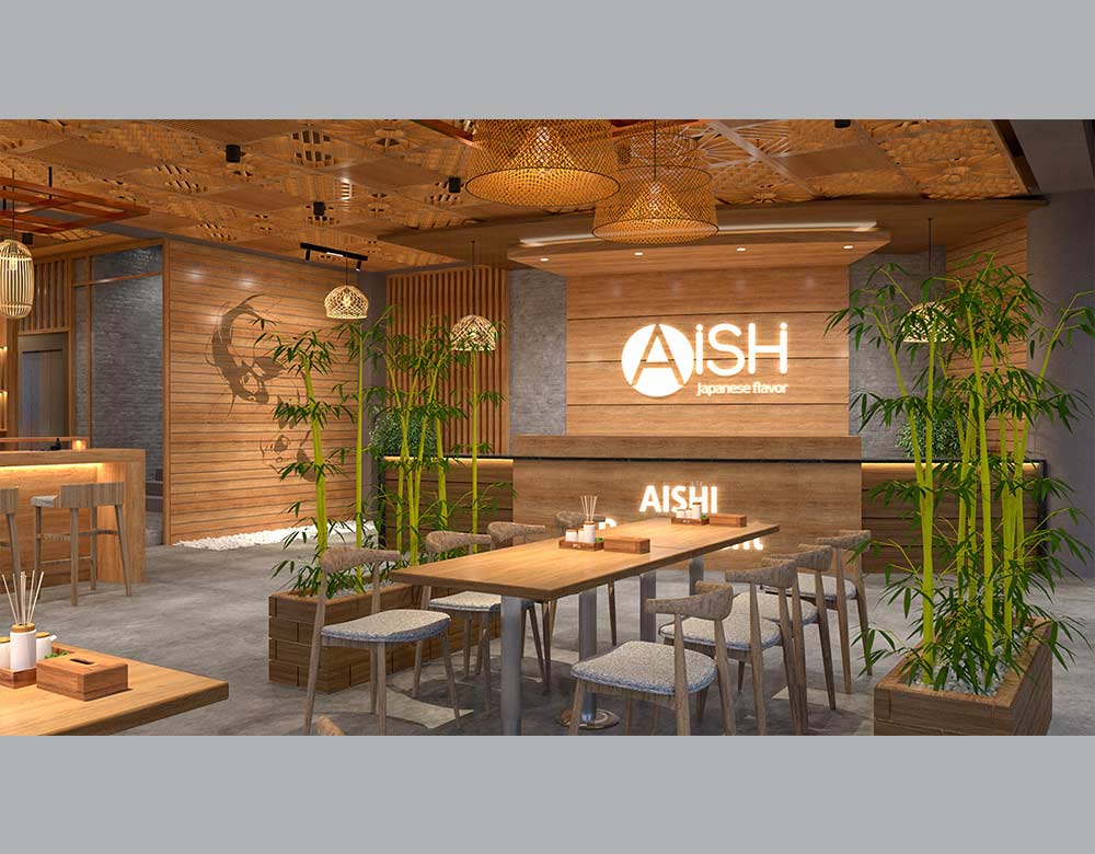 Thiết kế nội thất nhà hàng Aishi phong cách Nhật Bản sang trọng
