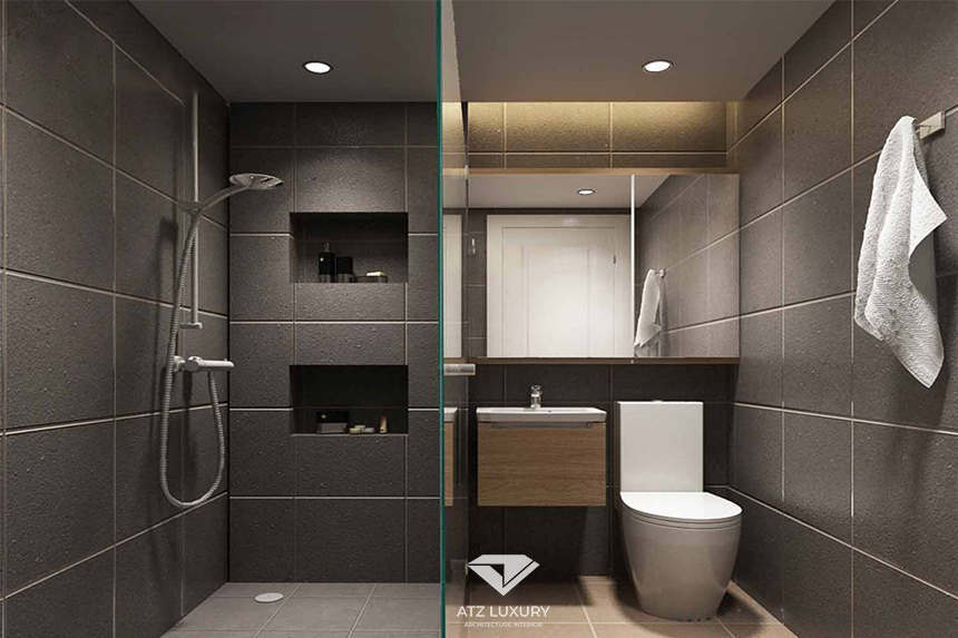 Không gian phòng tắm được chia thành 2 khu vực riêng biệt vô cùng vệ sinh