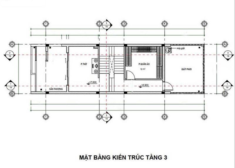 Mat bang su dung tang 3 nha pho 3 tang 4x15m