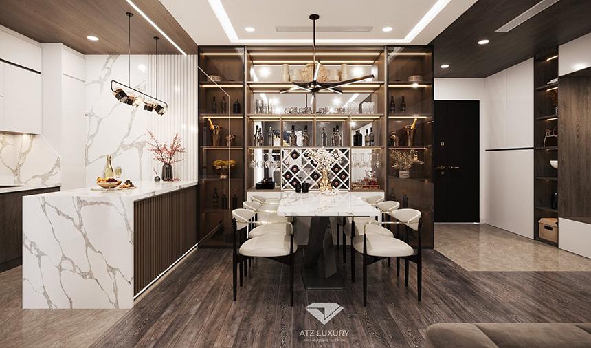 Thiết kế nội thất chung cư 120m2 Tecco Diamond phong cách Modern Luxury cho anh Hoàng