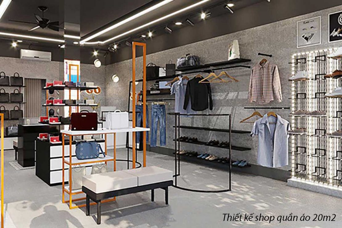 thiết kế shop quần áo 20m2