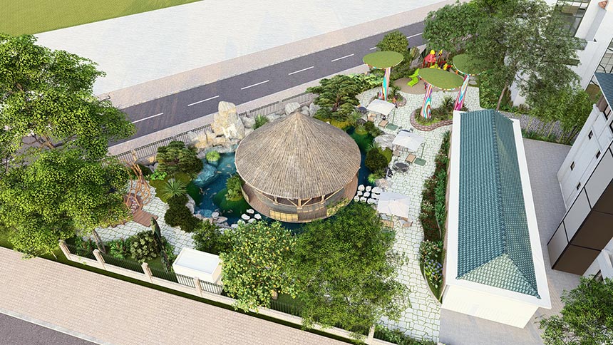 Ý tưởng thiết kế cafe sân vườn tại Bắc Từ Liêm cho anh Tuấn