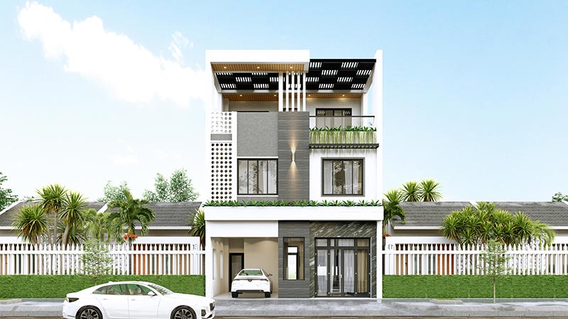 Mẫu thiết kế nhà mặt tiền 8m sâu 12m atz luxury