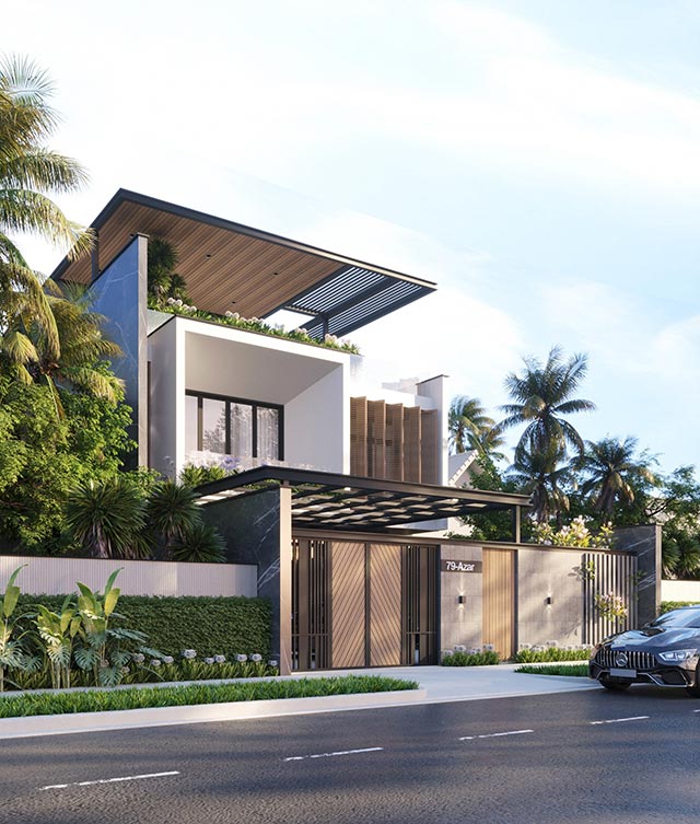 Mau nha mai bang 2 tang mat tien 8m hien dai 8x10m atz luxury