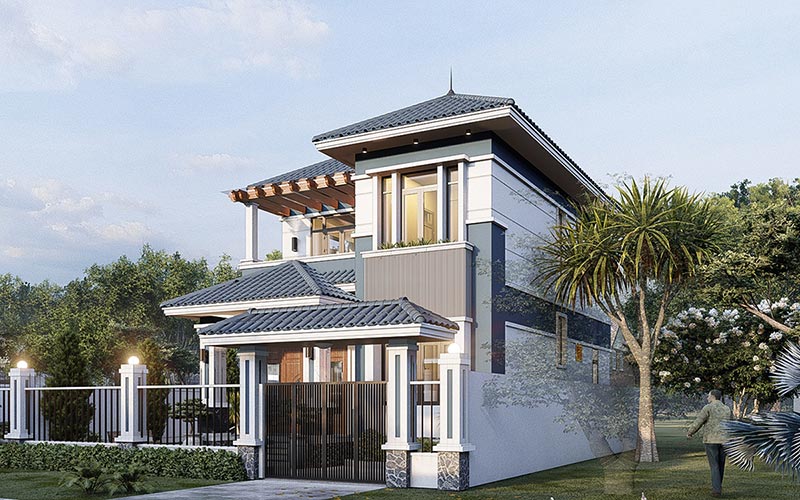 Mau nha mai Nhat 2 tang mat tien 8m atz luxury