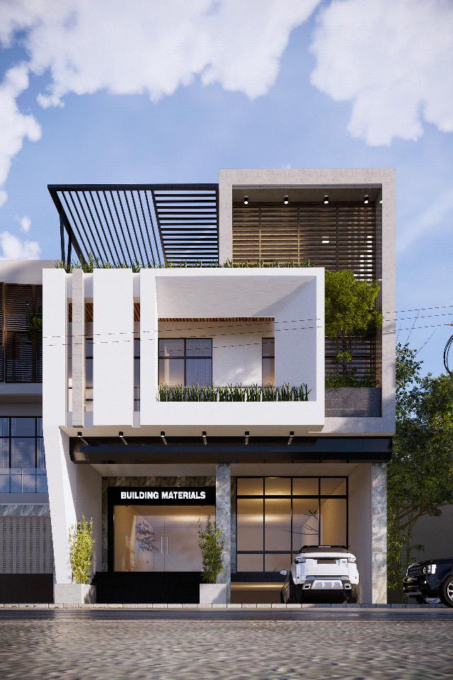 thiết kế nhà mặt tiền 8m sâu 12m